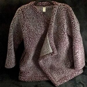 Jockey 100% Polyester Open Front Purple Sherpa Cardigan sz M